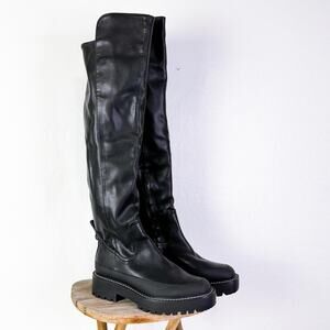 Sam Edelman Lerue Lug Sole Over The Knee Boots Black Grunge Fairy Goth 7.5 NWT